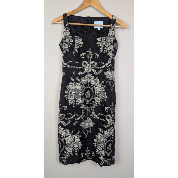 Zang Toi Couture Toile Print Sleeveless Dress Black 2 - Picture 1 of 13